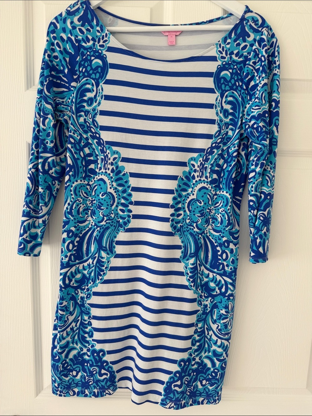 Lilly Pulitzer Blue & Aqua Striped Floral Sheath Dress